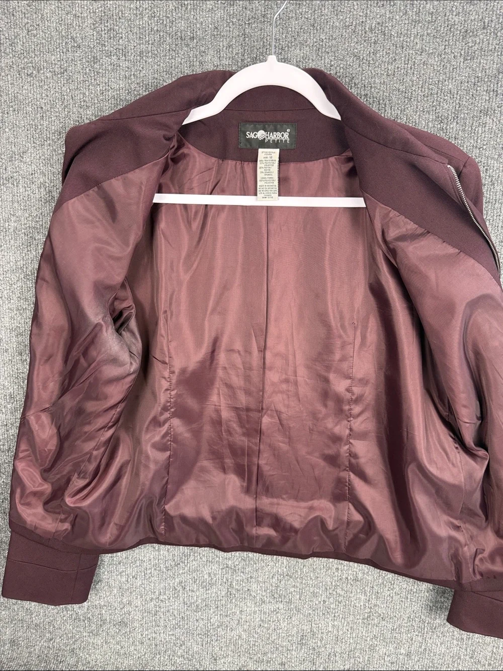 Sag Harbor Women's Plum Zip-Front Blazer Petite 12 New